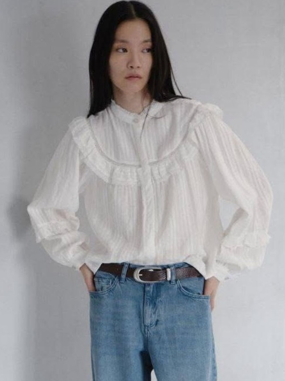 ZARA Women's White Lace-Trim Ruffle Prairie Peasant Blouse NWT